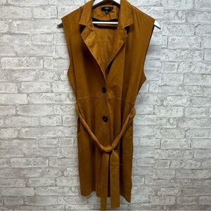 LULUS jacket vest‎ women’s medium caramel belted suede like fabric